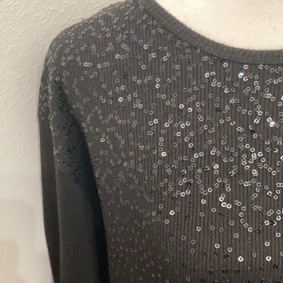 EUC Quacker Factory Black Glitzy Sequin Blouse Size XL - Picture 7 of 11